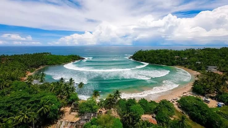 Hiriketiya Beach day tour from Mirissa with palm-fringed bay
